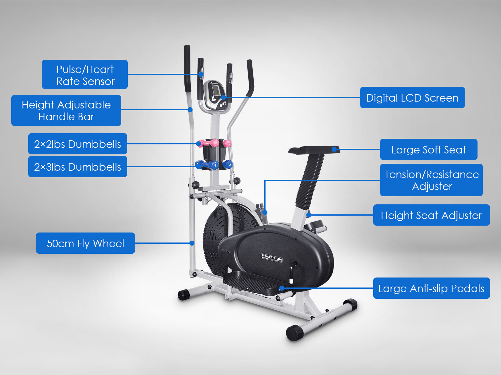 Elliptical Trainer With Dumbell Pr2937 Exercycle Nz Depot 4 - Nz Depot