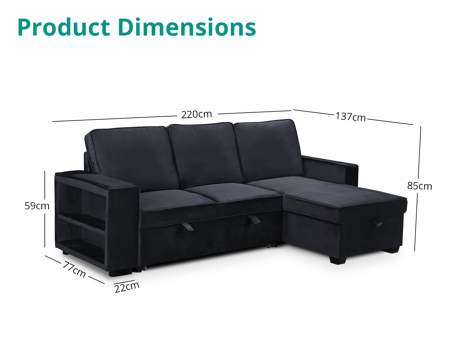 Enkel Pull Out Sofa Black Pr11712 Sofas Sectionals Sofa Beds Nz Depot 8 - Nz Depot