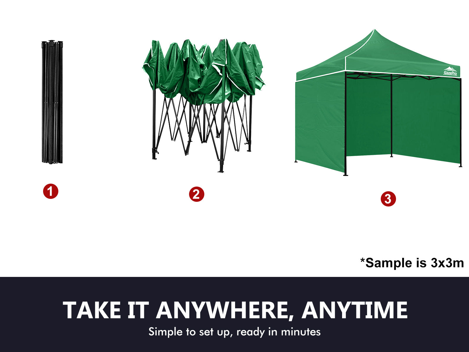 Gazebo C Silver Coated Roof 3X3M Green Pr9254 Gazebos Nz Depot 10 - Nz Depot