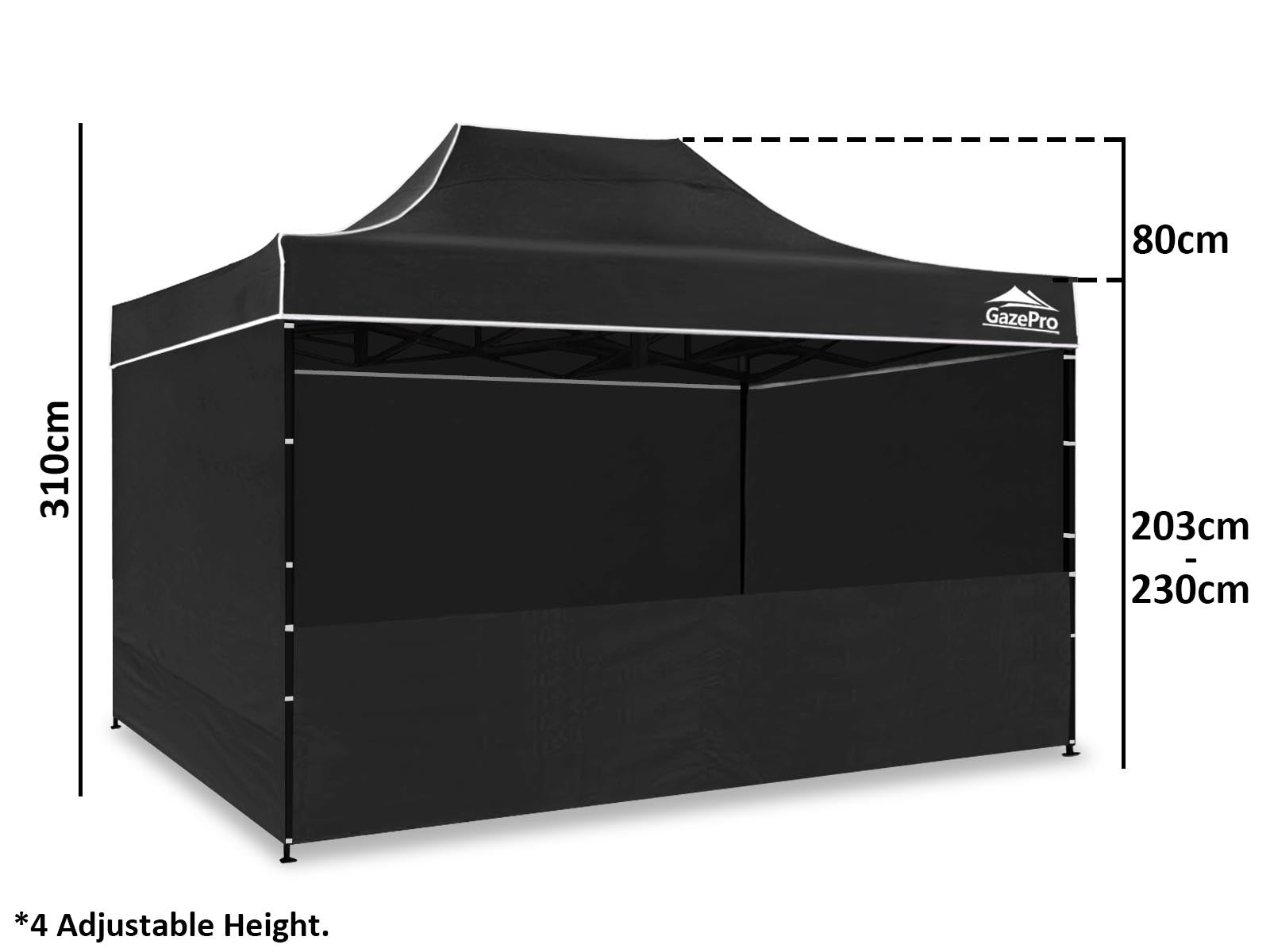 Gazebo C Silver Coated Roof 3X4.5M Black Pr9256 Gazebos Nz Depot 4 - Nz Depot