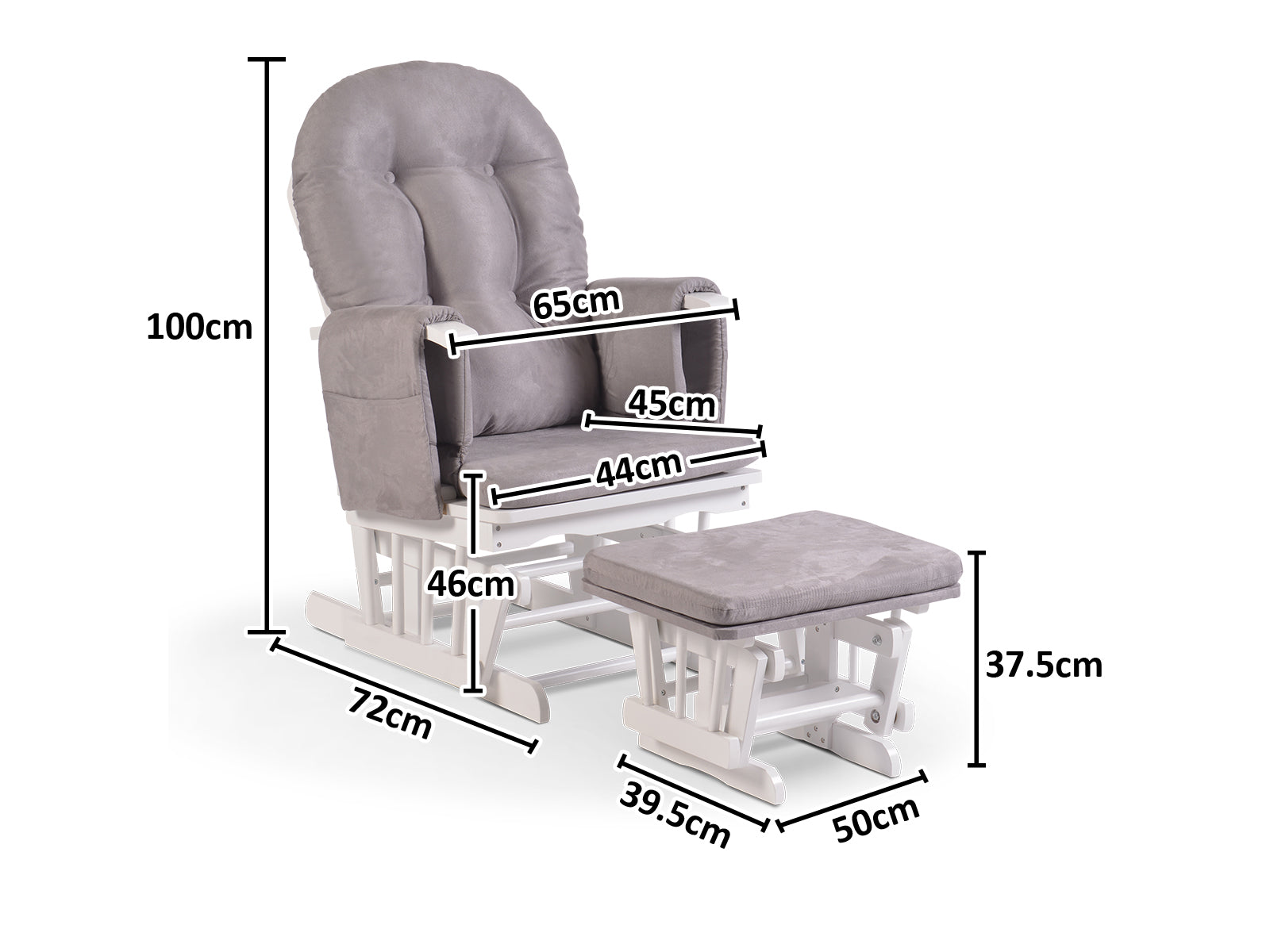 Glider Chair With Footstool Pr7274 1 Recliners Nz Depot 3 - Nz Depot