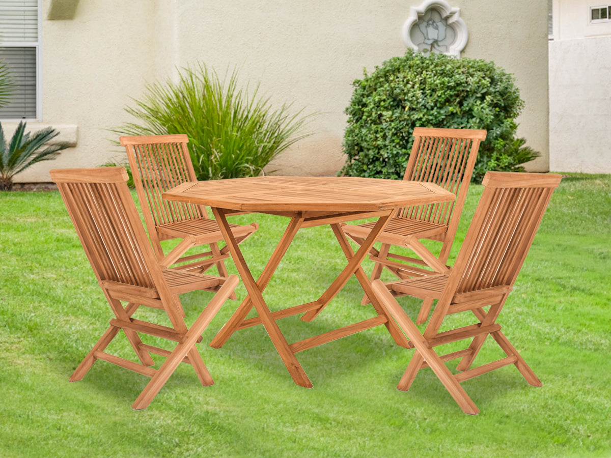 Goff Teak Wood Octagonal Folding Table 1.2M Pr10071 Outdoor Furniture Nz Depot 8 - Nz Depot