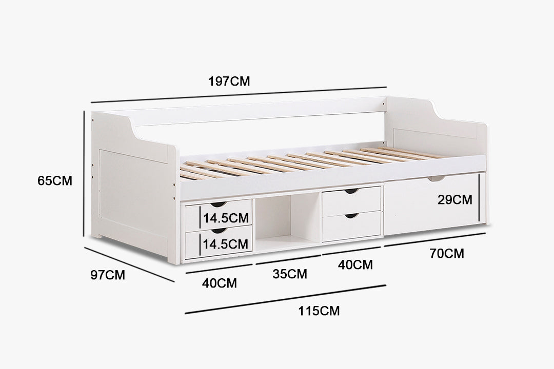 Herb Daybed With Drawers White Pr6144 Day Beds Nz Depot 3 - Nz Depot