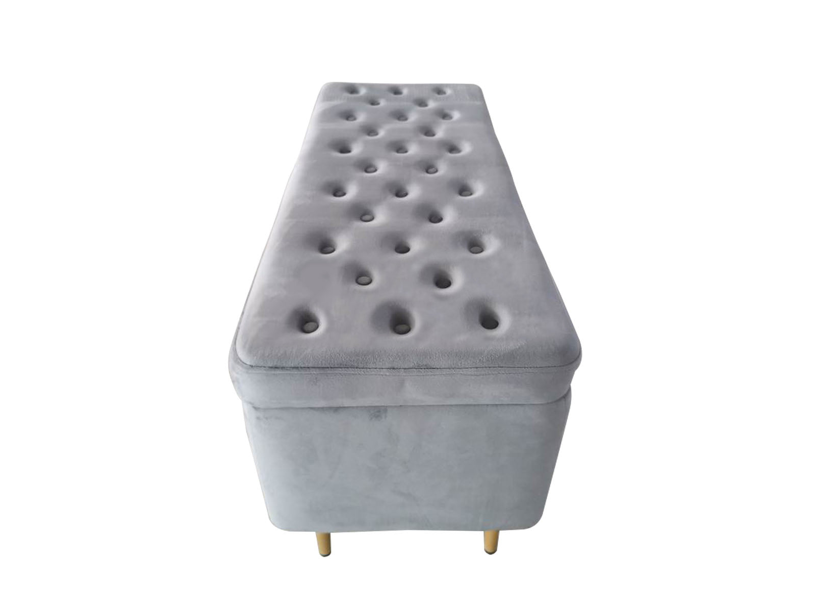 Himel Storage Ottoman Bench Velvet Grey Pr65231 Ottomans Nz Depot 4 - Nz Depot