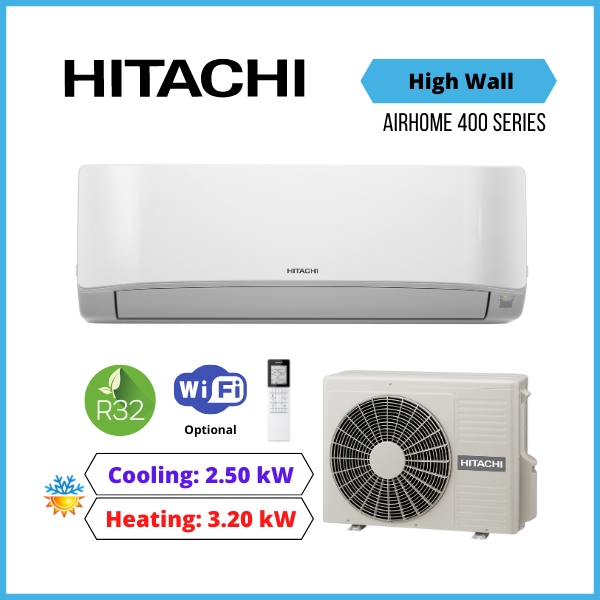 Hitachi 2.5kW airHome 400 High Wall Heat Pump Air Conditioner Split Systems RAK-DJ25PHAT RAC-DJ25PHAT - NZ DEPOT