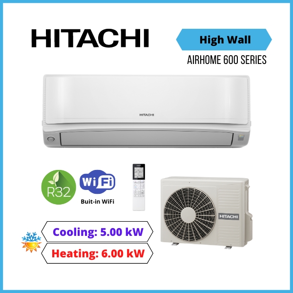 Hitachi 5.0Kw Airhome 600 High Wall Heat Pump Air Conditioner Split Systems Rak-Vj50Phat Rac-Vj50Phat - Nz Depot