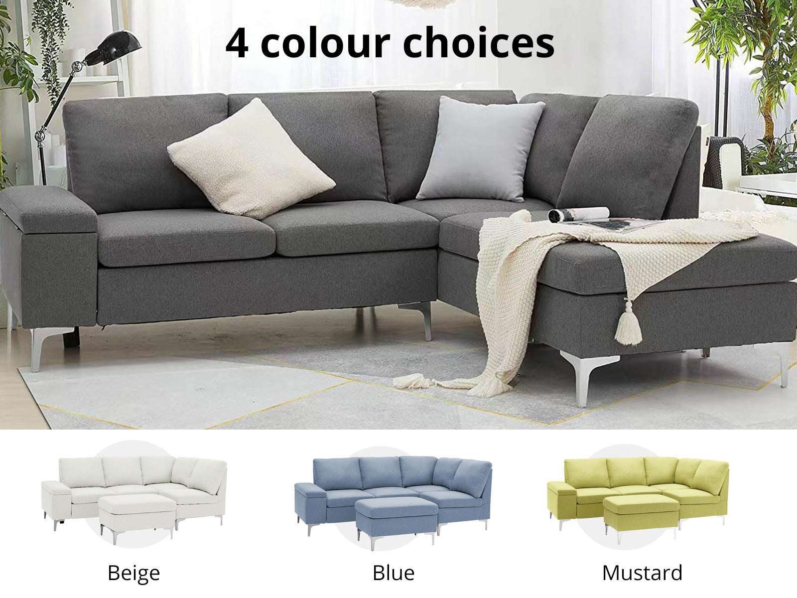 Kristin Sectional Sofa Set Linen Mustard Pr11730 Sofas Sectionals Sofa Beds Nz Depot 5 - Nz Depot