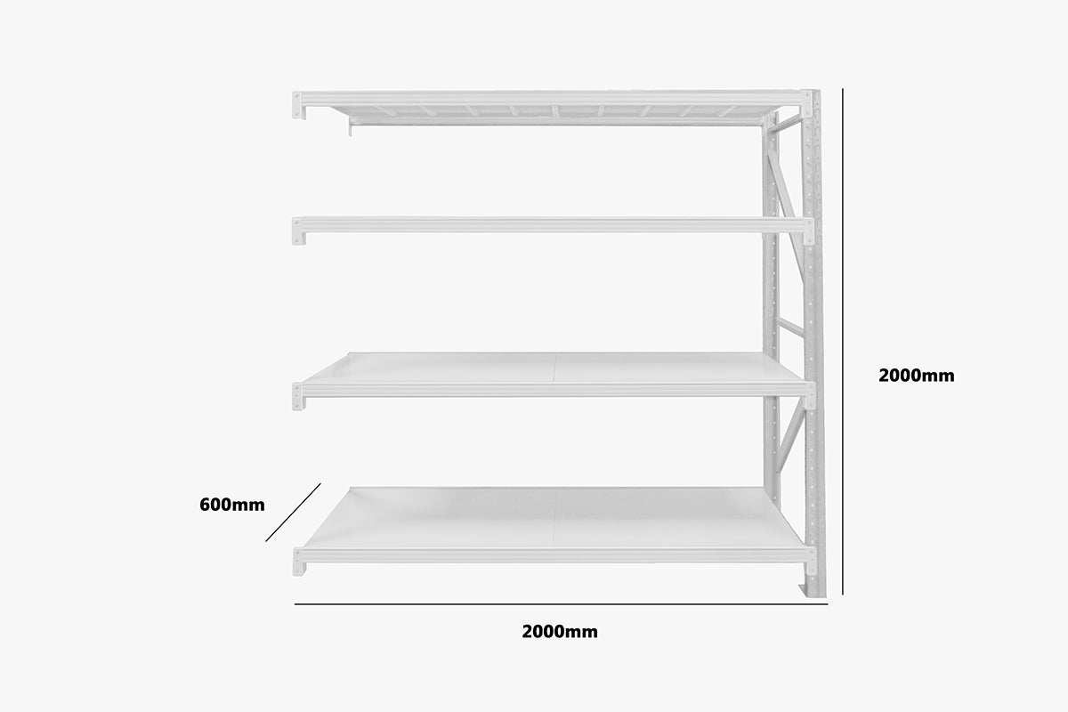 Longspan Shelving 2M - Add-On Bay 4 Layer Grey White