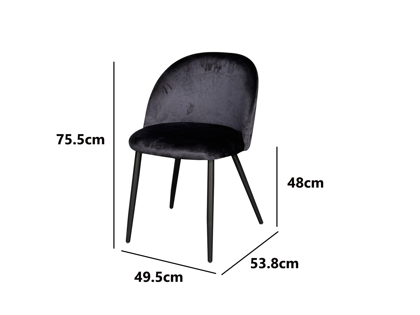 Lumia Dining Chair Velvet Black x2 PR9539 Dining Chairs NZ DEPOT 6