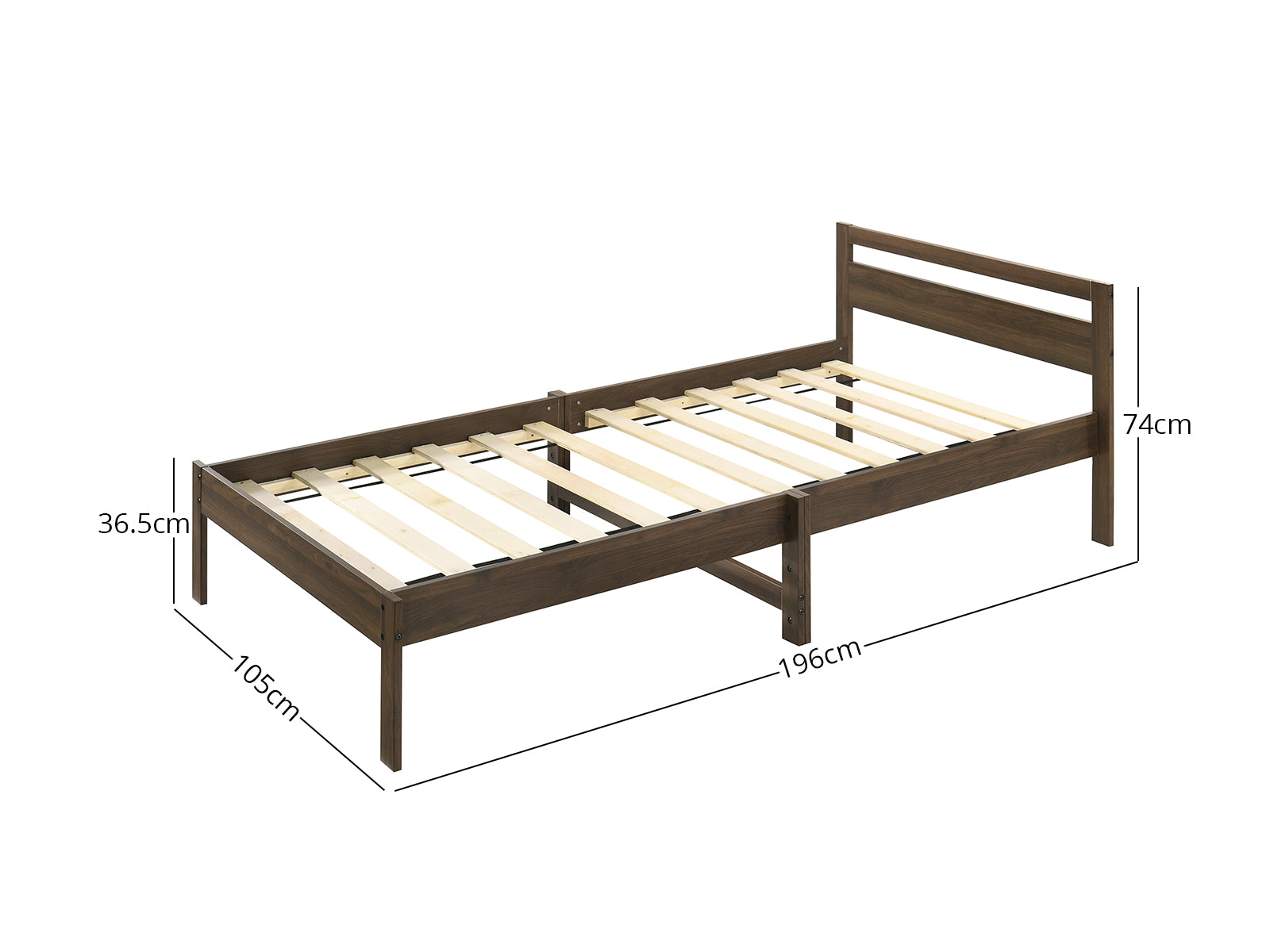 Lzzy Single Bed Frame Walnut Pr65053 Kid Beds Nz Depot 3 - Nz Depot