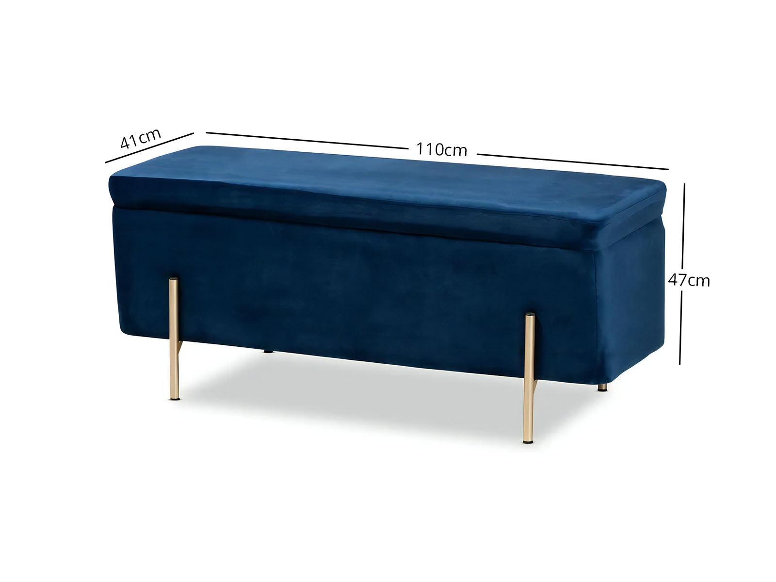 Molto Storage Ottoman Bench Velvet Blue Pr65233 Ottomans Nz Depot 3 - Nz Depot