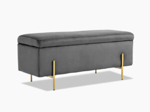 Molto Storage Ottoman Bench Velvet Dark Grey Pr65238 Ottomans Nz Depot - Nz Depot