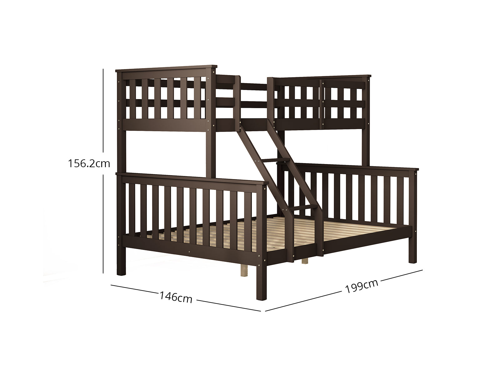 New Chico Wooden Triple Bunk Walnut PR65397 Bunk Beds NZ DEPOT 3 - NZ DEPOT