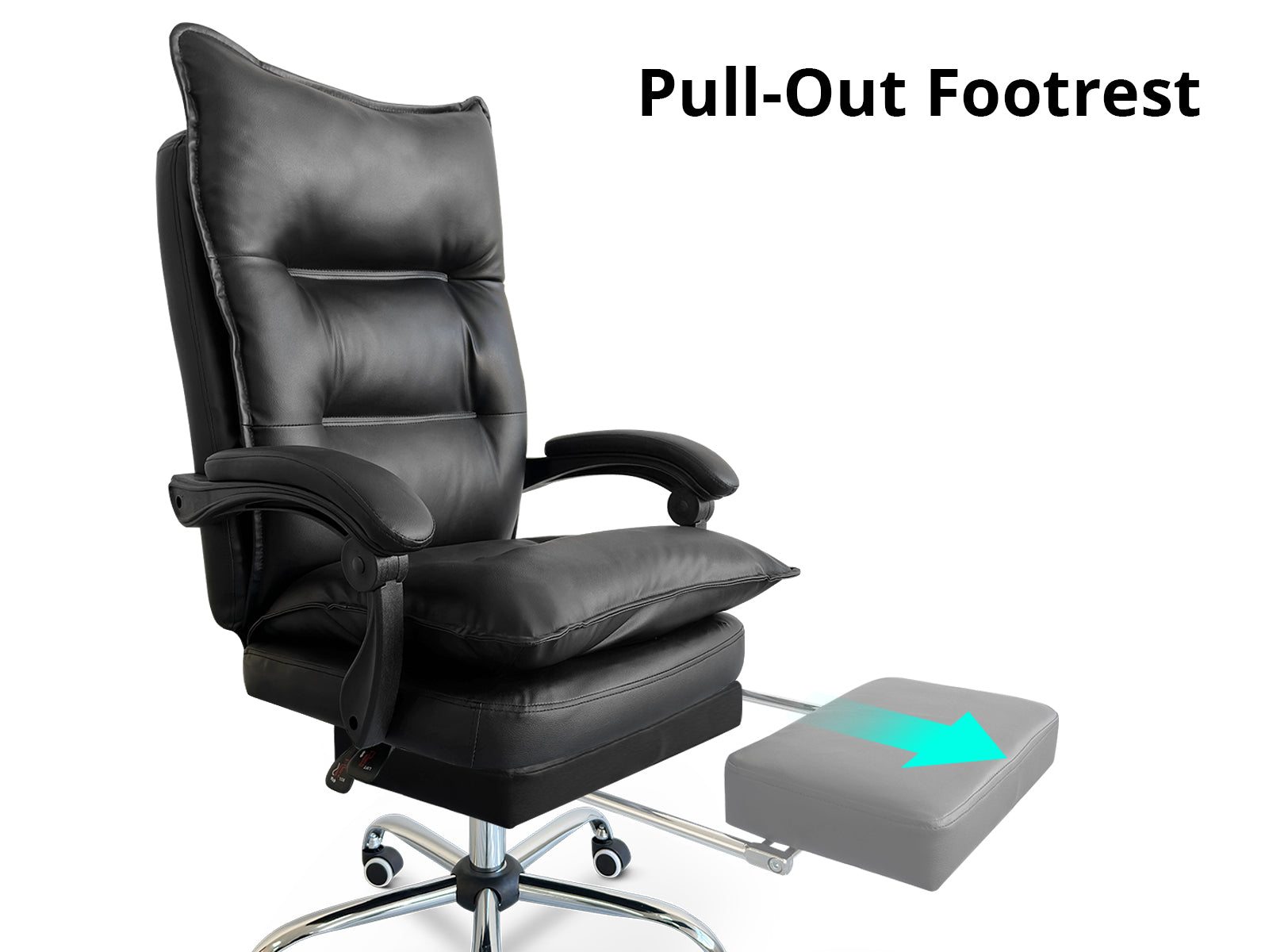 New Markus Office Chair With Footrest Pu Black Pr12673 Office Chairs Nz Depot 8 - Nz Depot