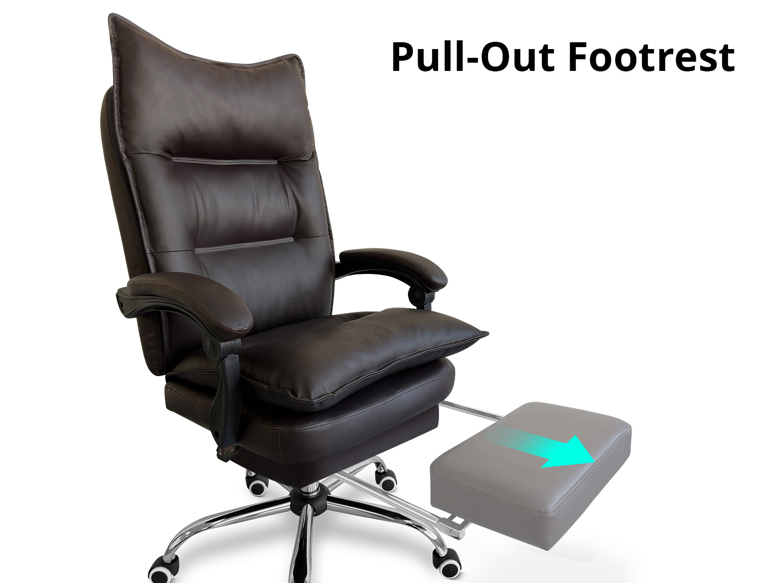 New Markus Office Chair With Footrest Pu Coffee Pr12675 Office Chairs Nz Depot 8 - Nz Depot