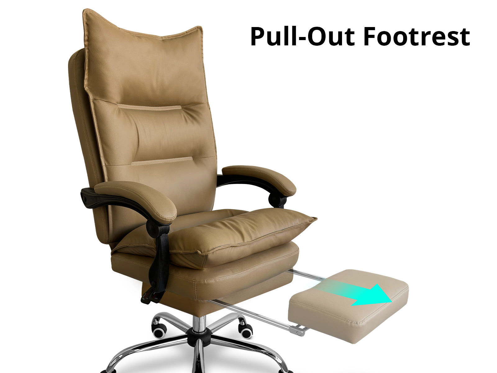 New Markus Office Chair With Footrest Pu Khaki Pr12676 Office Chairs Nz Depot 8 - Nz Depot