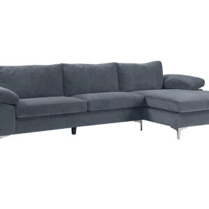 DS New Ronni Sectional Sofa with Right Chaise Velvet Dark Grey