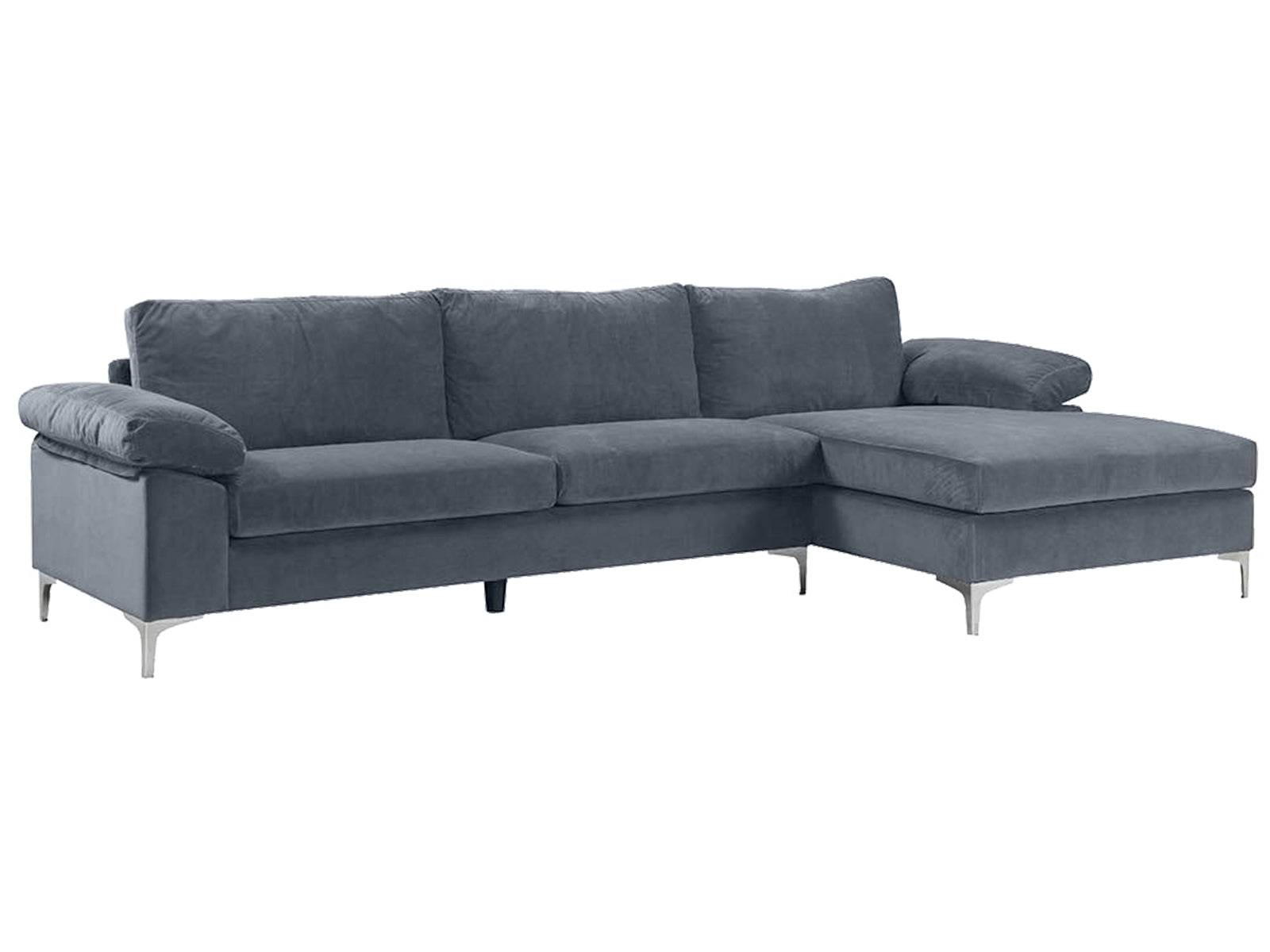 Ds New Ronni Sectional Sofa With Right Chaise Velvet Dark Grey