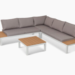 Nordik Corner Lounge White and Teak