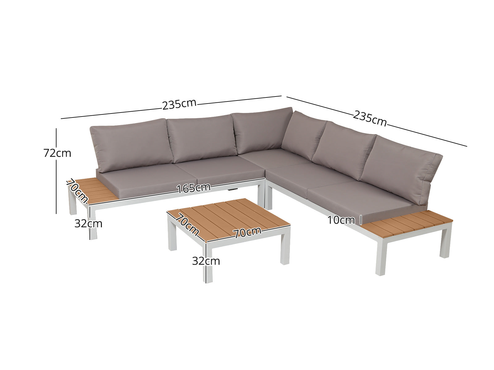 Nordik Corner Lounge White And Teak Pr9561 Outdoor Furniture Nz Depot 8 - Nz Depot