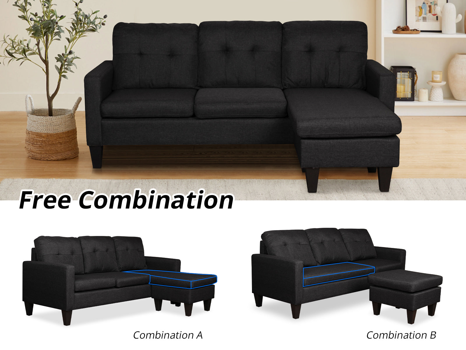 Northland Corner Sofa B Black Pr65403 Sofas Sectionals Sofa Beds Nz Depot 4 - Nz Depot