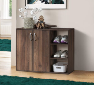 Okura Shoe Cabinet 2 Door Walnut Pr65034 Shoe Rack Nz Depot - Nz Depot