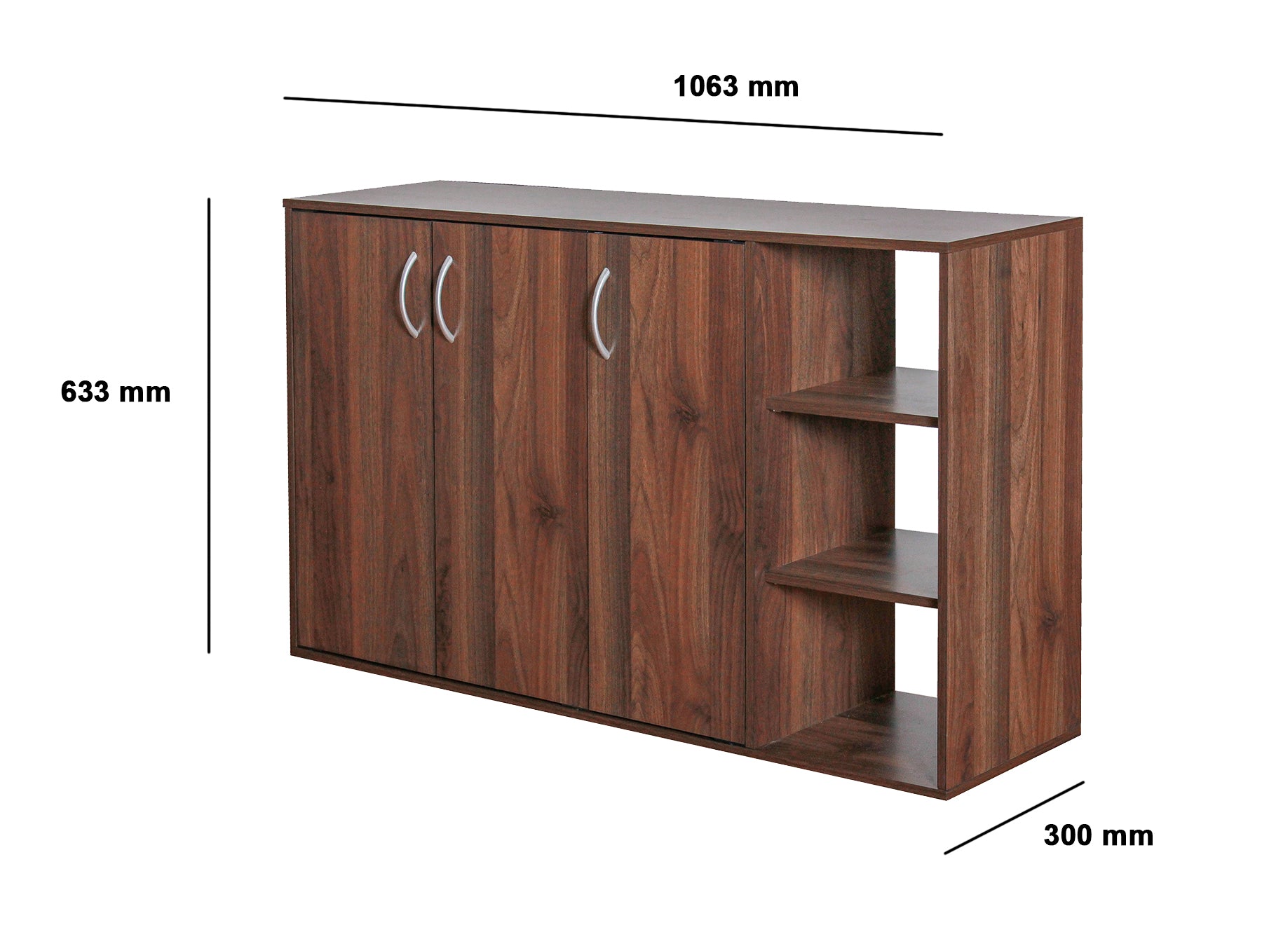 Okura Shoe Cabinet 3 Door Walnut Pr65036 Shoe Rack Nz Depot 5 - Nz Depot