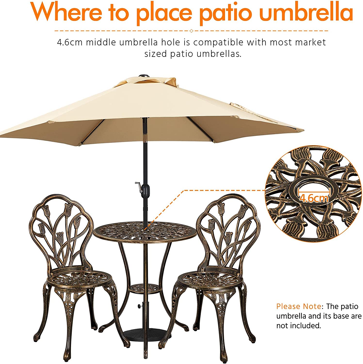 Ornato Bistro Set Cast Alum. Pr8705 Outdoor Furniture Nz Depot 5 - Nz Depot