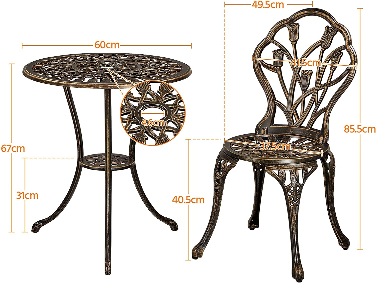 Ornato Bistro Set Cast Alum. Pr8705 Outdoor Furniture Nz Depot 6 - Nz Depot