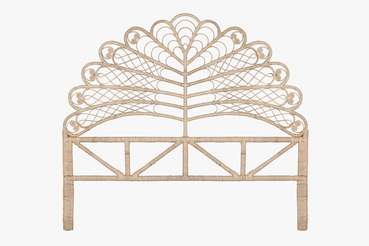 Rattan Bedhead Leaf - Double Natural