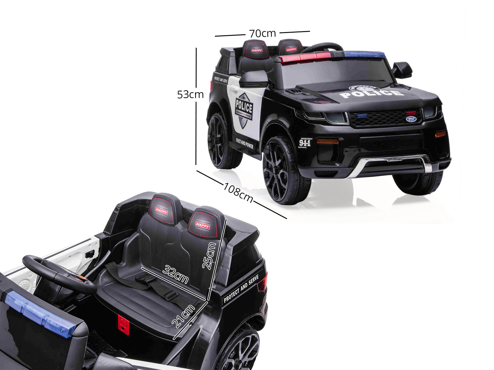 Ride On Car Ride On Police Car New Black PR65274 Kid Organisers NZ DEPOT 3