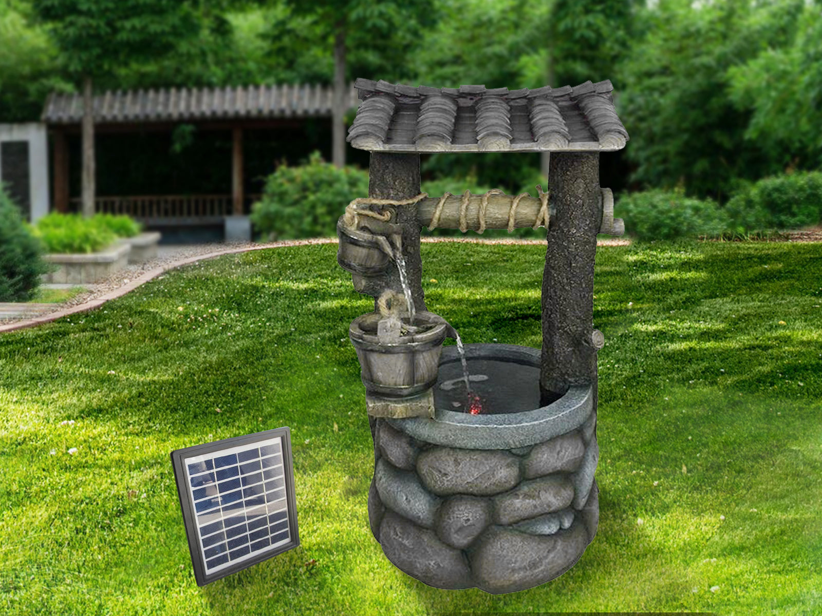 Solar Water Fountain Well Pr6154 All Outdoor Nz Depot 3 - Nz Depot