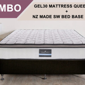 T DS NZ MADE SW queen bed base black + Gel30 Mattress Queen Size Combo