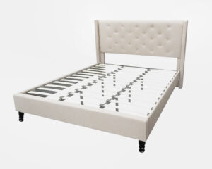 T New Lisbeth Fabric Bed Frame King Beige Pr6665521 Bed Frames Nz Depot - Nz Depot