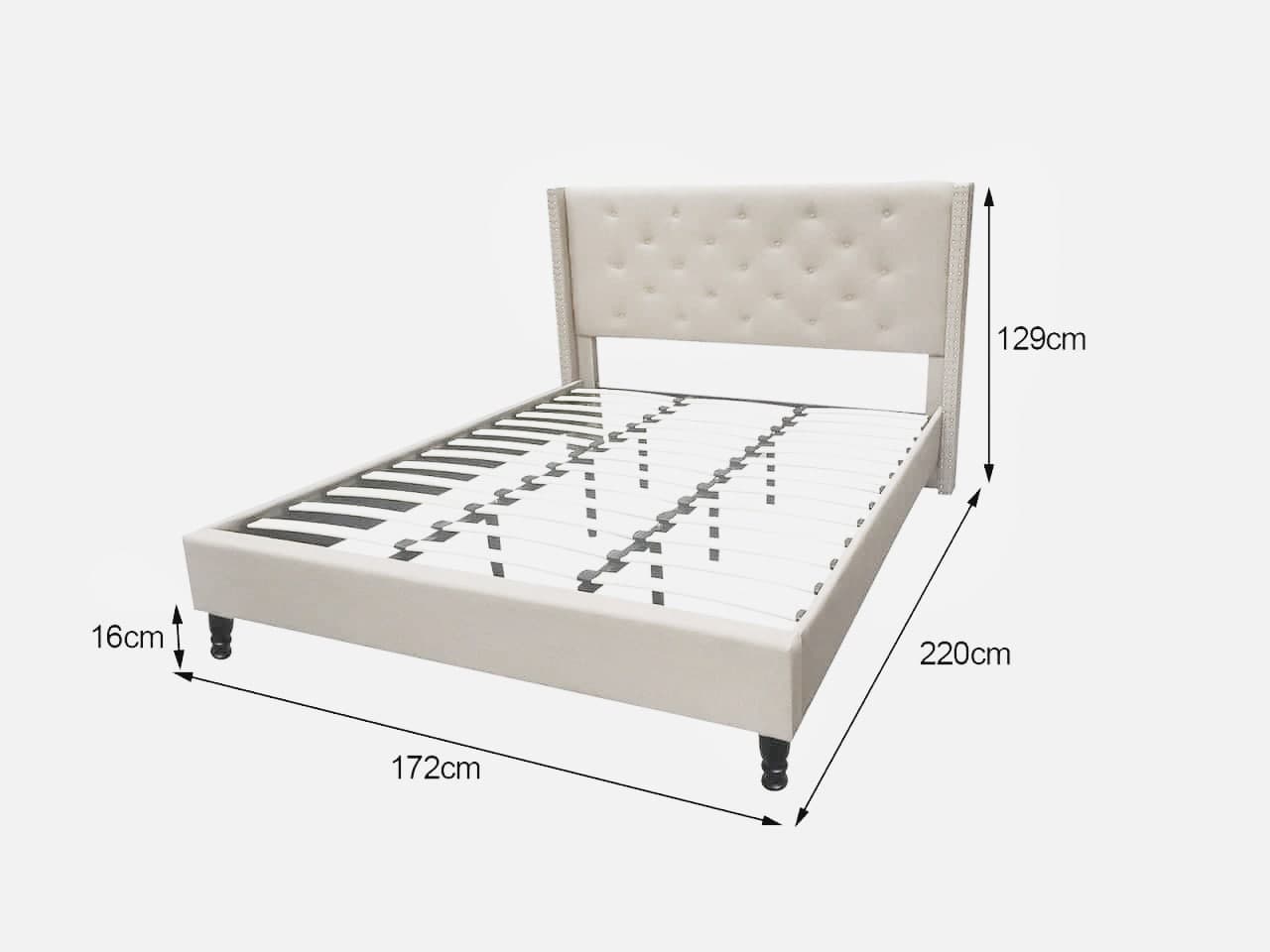 T New Lisbeth Fabric Bed Frame King Beige Pr6665521 Bed Frames Nz Depot 4 - Nz Depot