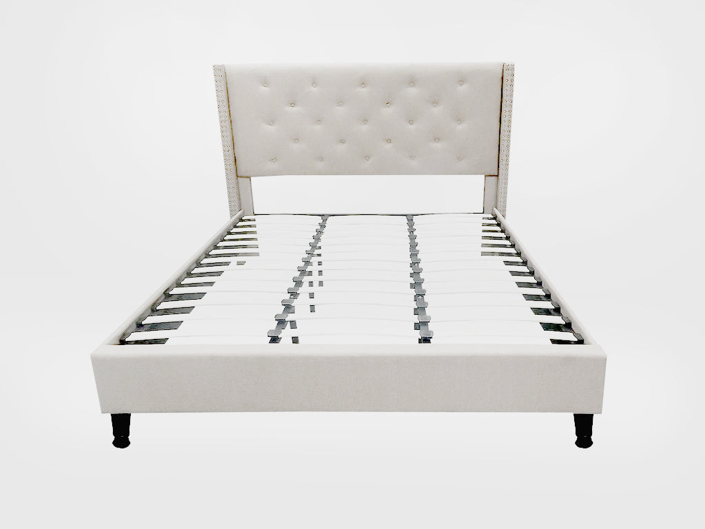 T New Lisbeth Fabric Bed Frame King Beige Pr6665521 Bed Frames Nz Depot 5 - Nz Depot