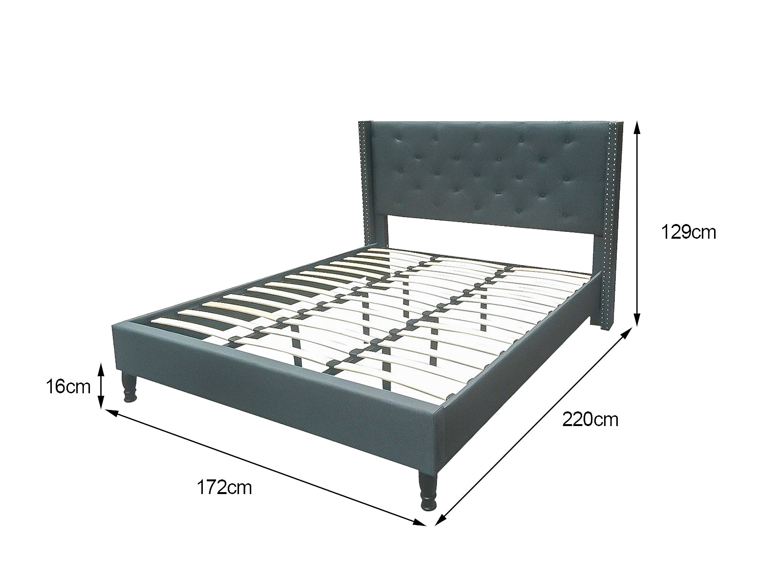 T New Lisbeth Fabric Bed Frame King Blue Pr6665520 Bed Frames Nz Depot 5 - Nz Depot