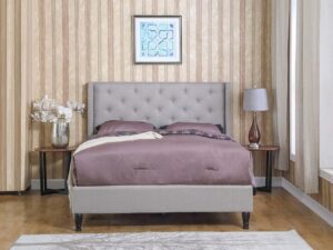 T New Lisbeth Fabric Bed Frame King Grey Pr6665522 Bed Frames Nz Depot - Nz Depot