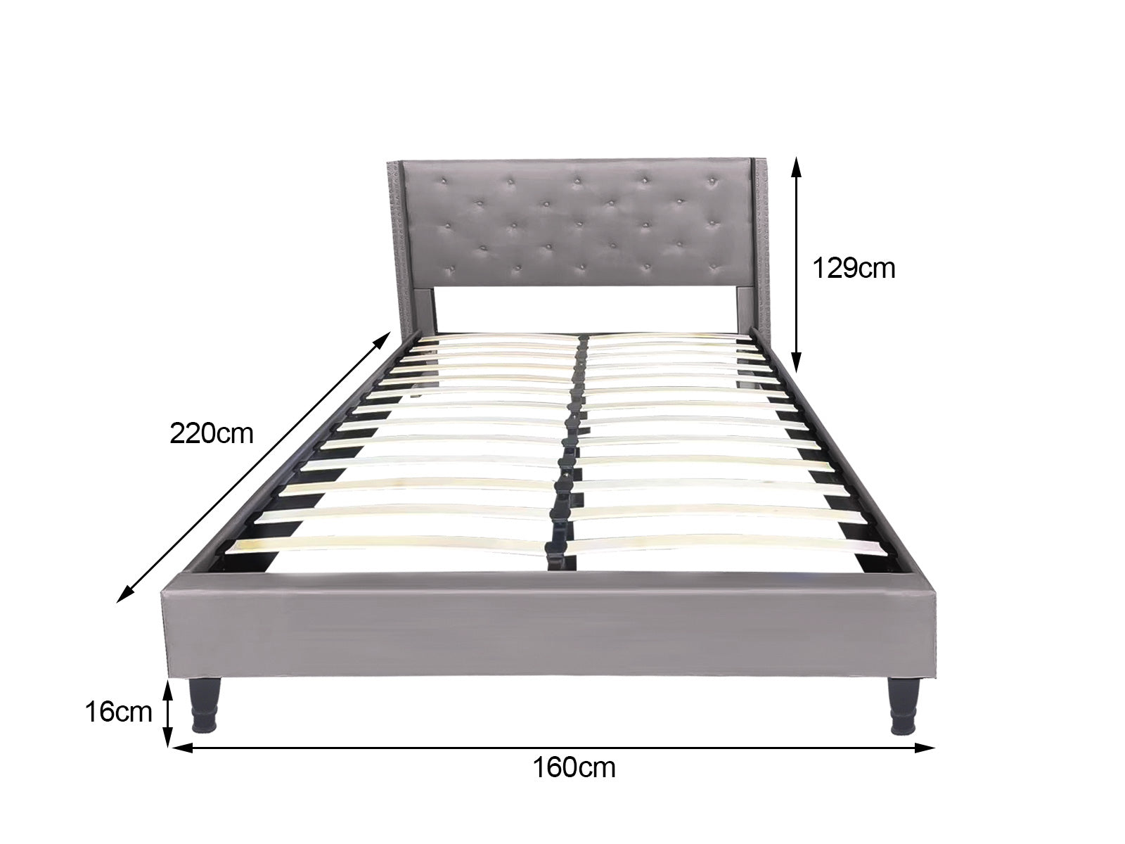 T New Lisbeth Fabric Bed Frame Queen Grey Pr6665519 Bed Frames Nz Depot 3 - Nz Depot