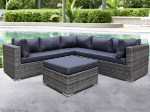 T Rimini Lounge Set Dark Grey Wicker Pr10067 Outdoor Furniture Nz Depot - Nz Depot