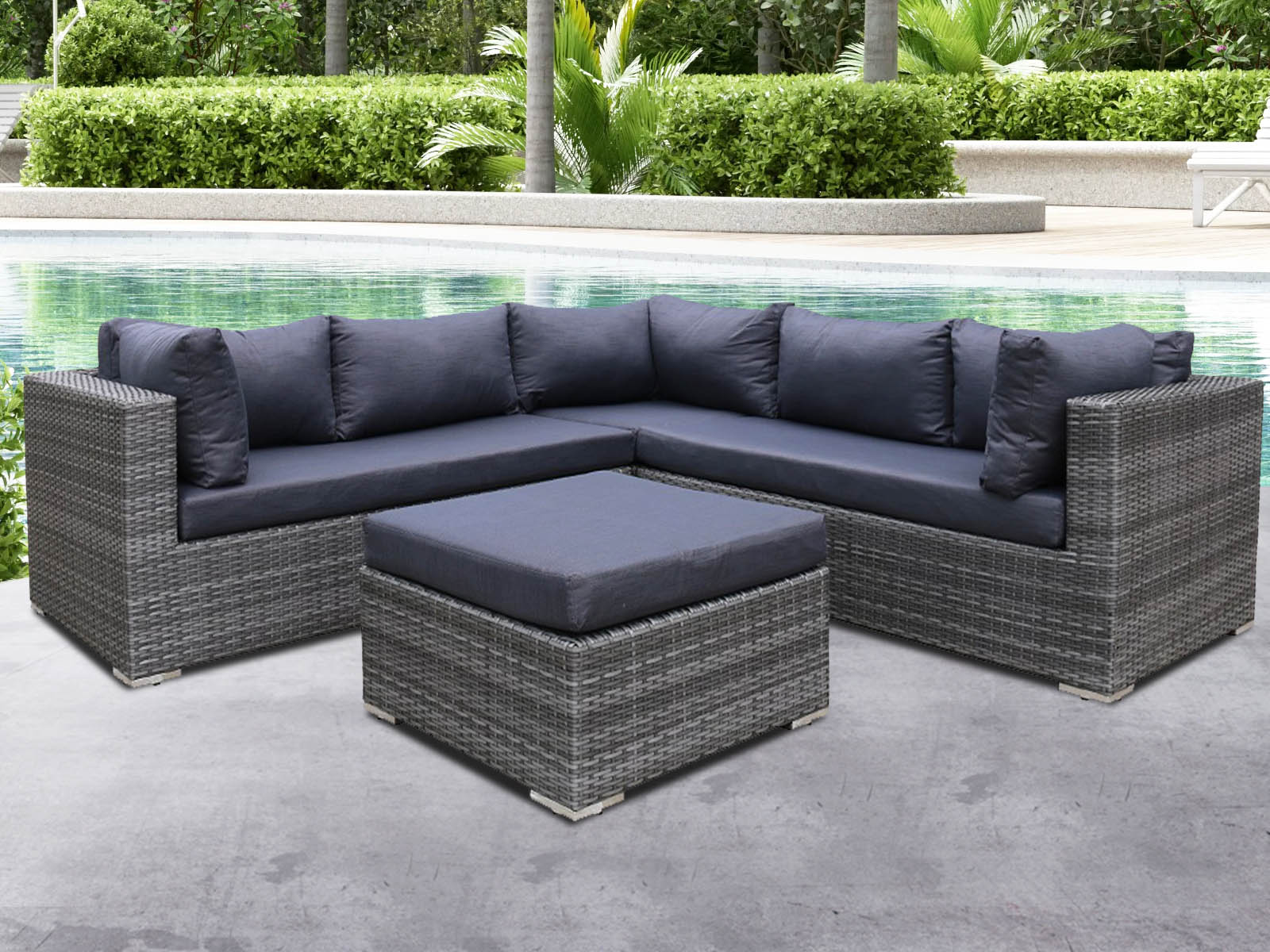 Rimini Lounge Set Dark Grey Wicker