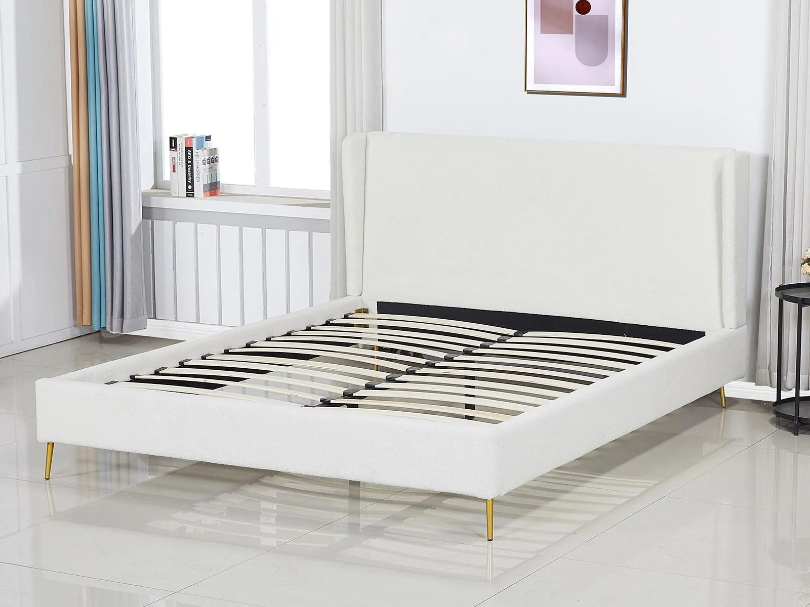 T Santos Boucle Bed Frame Queen White Pr8995 Bed Frames Nz Depot 8 - Nz Depot