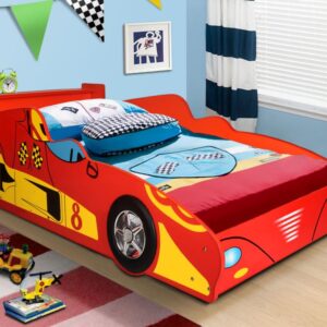 T Supreme F1 Racing Car Bed Red with Bon15 Single