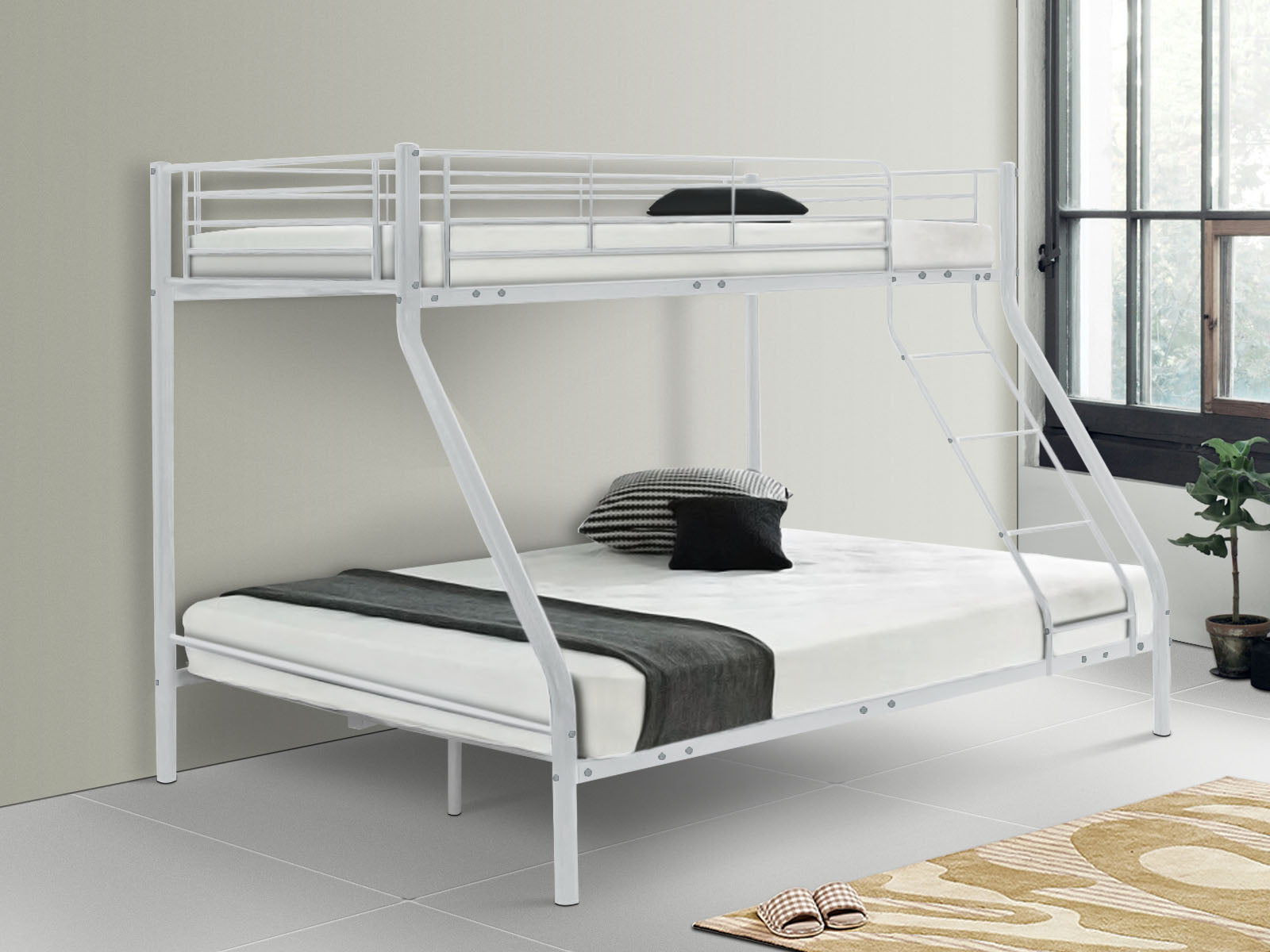 T Triple Bunk Bed White 36Cm Top Guardrail Pr666473 1 Bed Frames Nz Depot 3 - Nz Depot