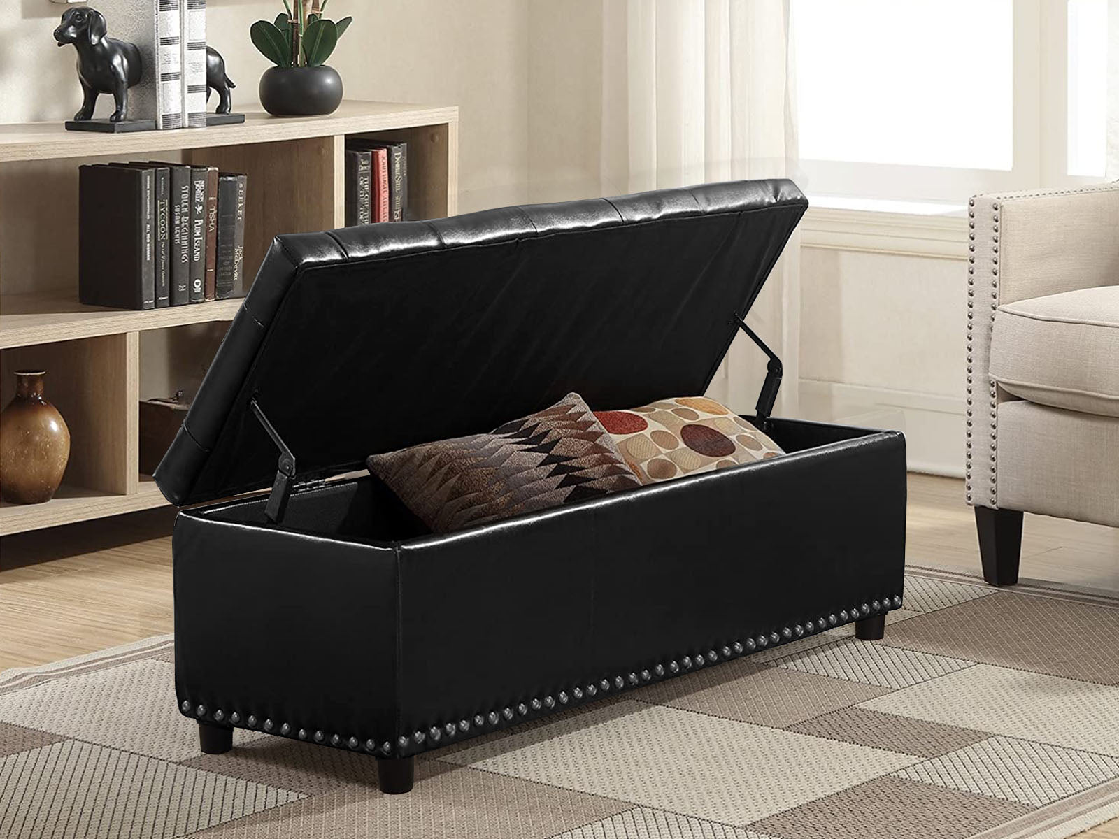 Toby Storage Ottoman Bench Pu Black Pr66656623 Ottomans Nz Depot 4 - Nz Depot