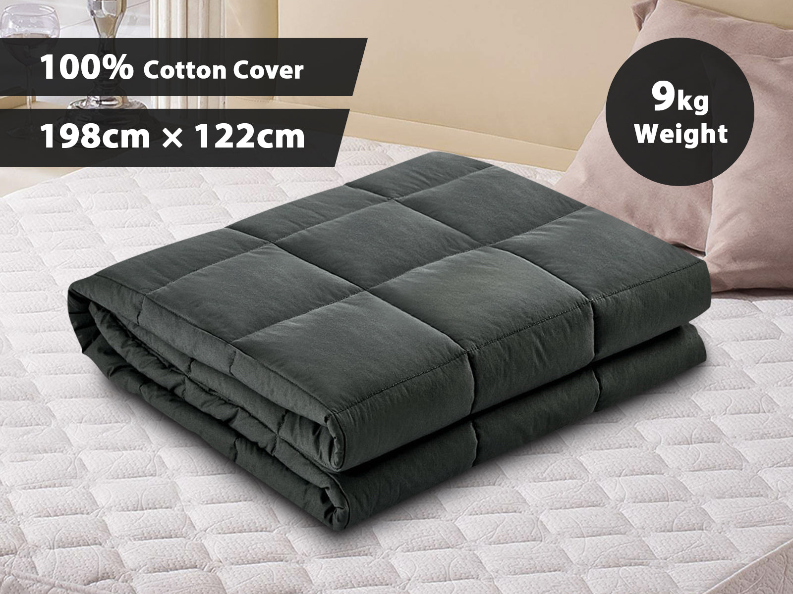 Weighted Blanket 198122Cm 9Kg Dark Grey Pr6665562 Throws Nz Depot 3 - Nz Depot