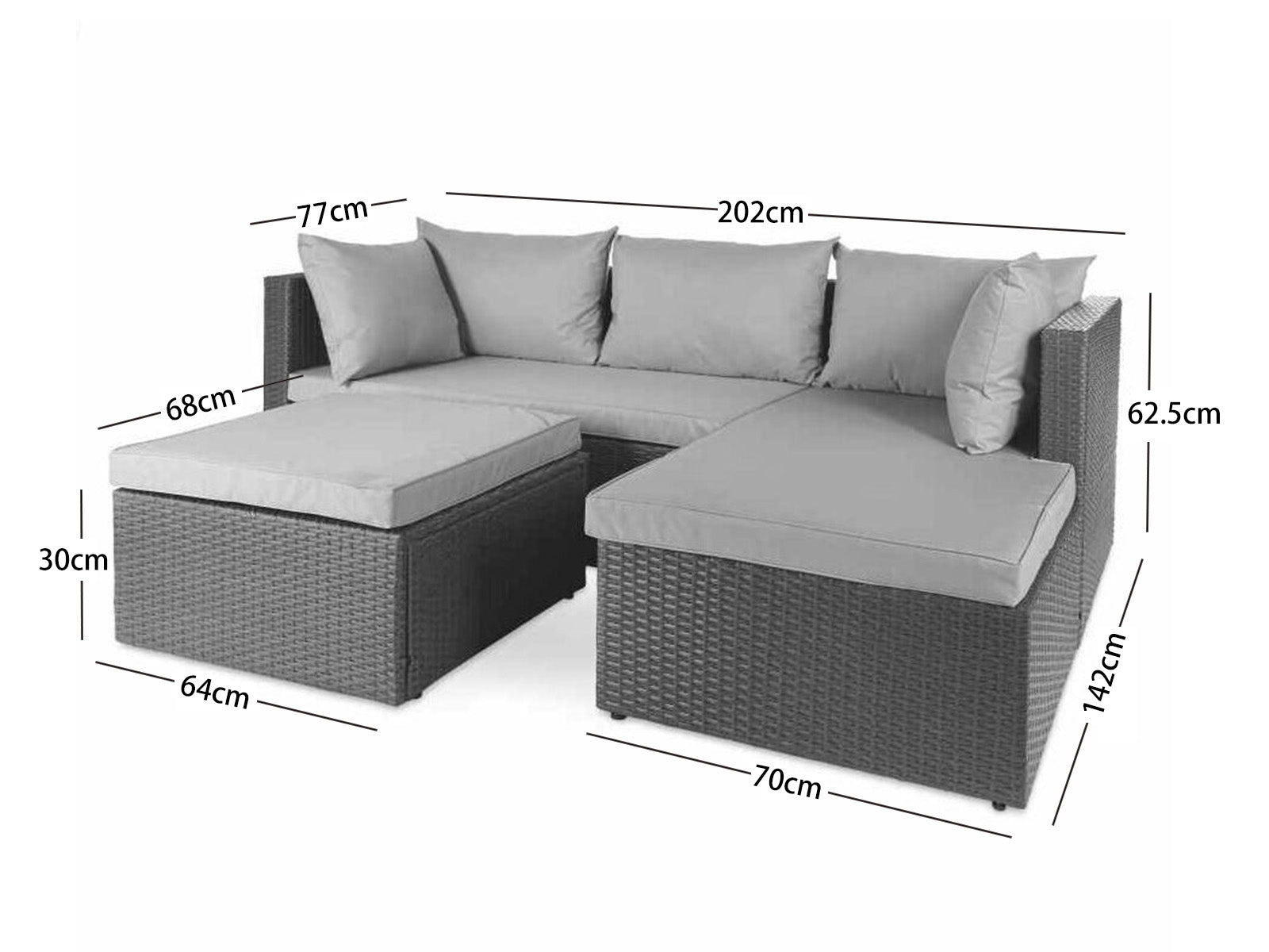 3PC Outdoor Sofa Light Grey PR11707 Outdoor Furniture NZ DEPOT 4