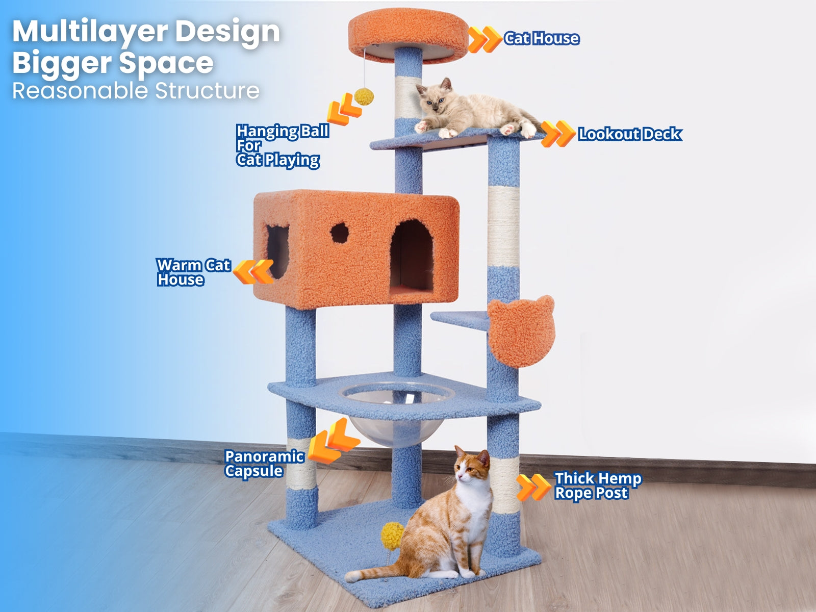 Ds Cat Tree Blue 155Cm Pr65663 Cat Tree Nz Depot 7 1 - Nz Depot