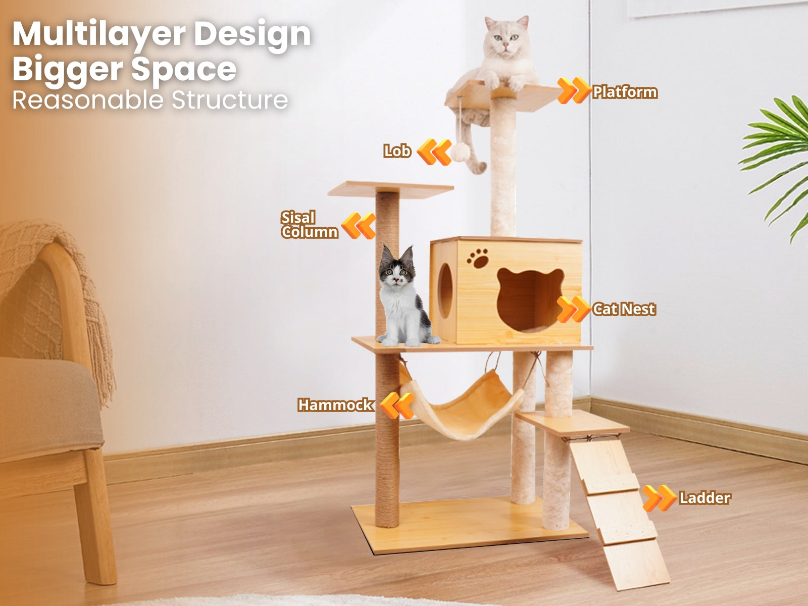 Ds Cat Tree Wooden 127Cm Pr65665 Cat Tree Nz Depot 7 1 - Nz Depot