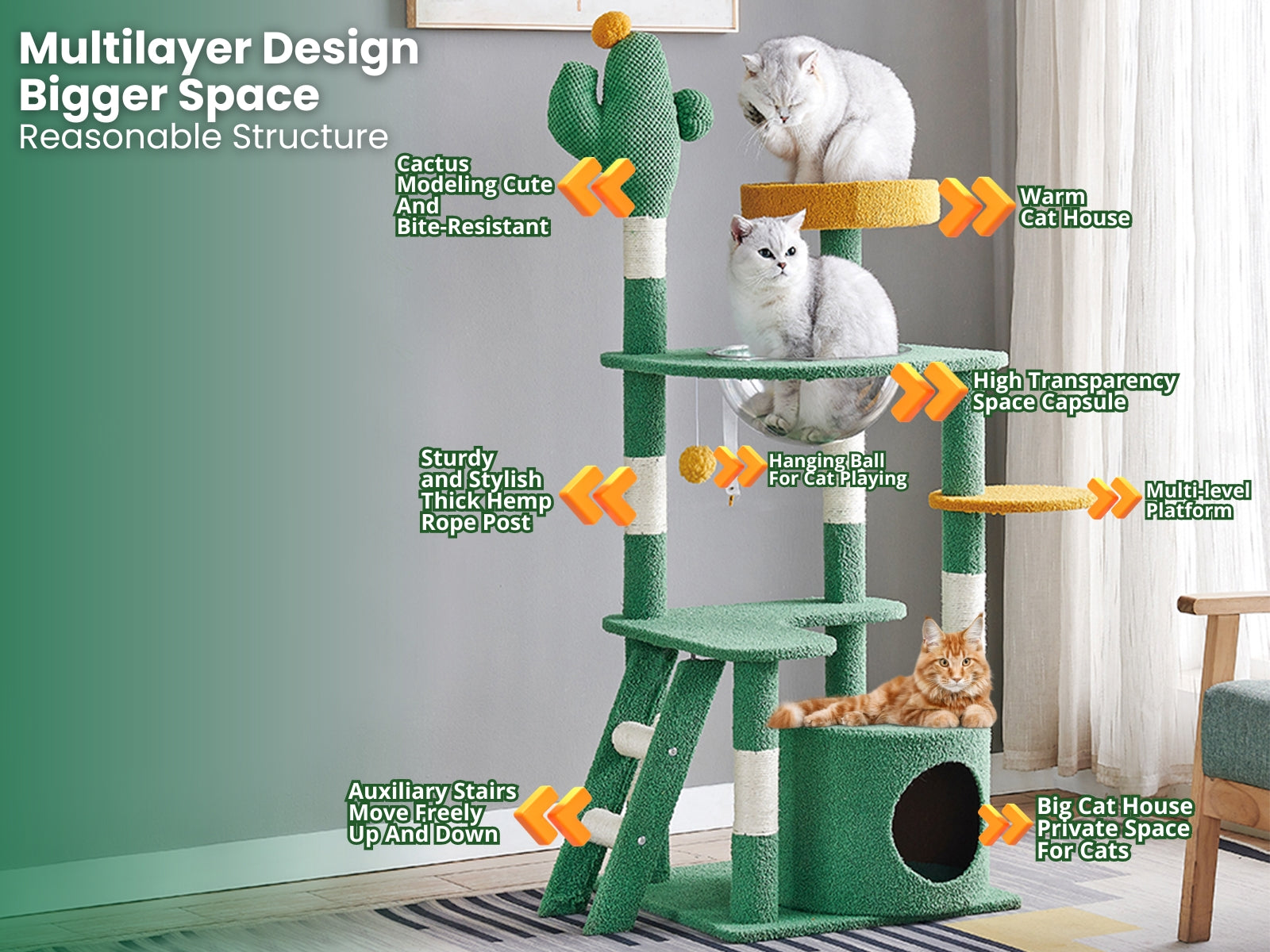 Ds Cat Tree Cactus 136Cm Pr65659 Cat Tree Nz Depot 9 - Nz Depot